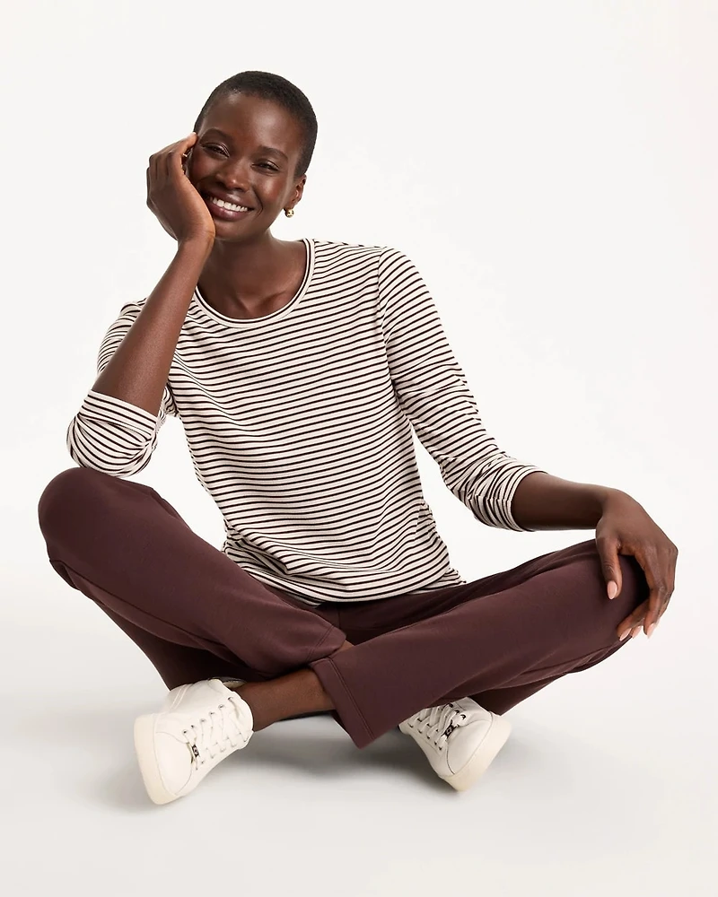 Zenergy® Knit Striped Ribbed Pullover