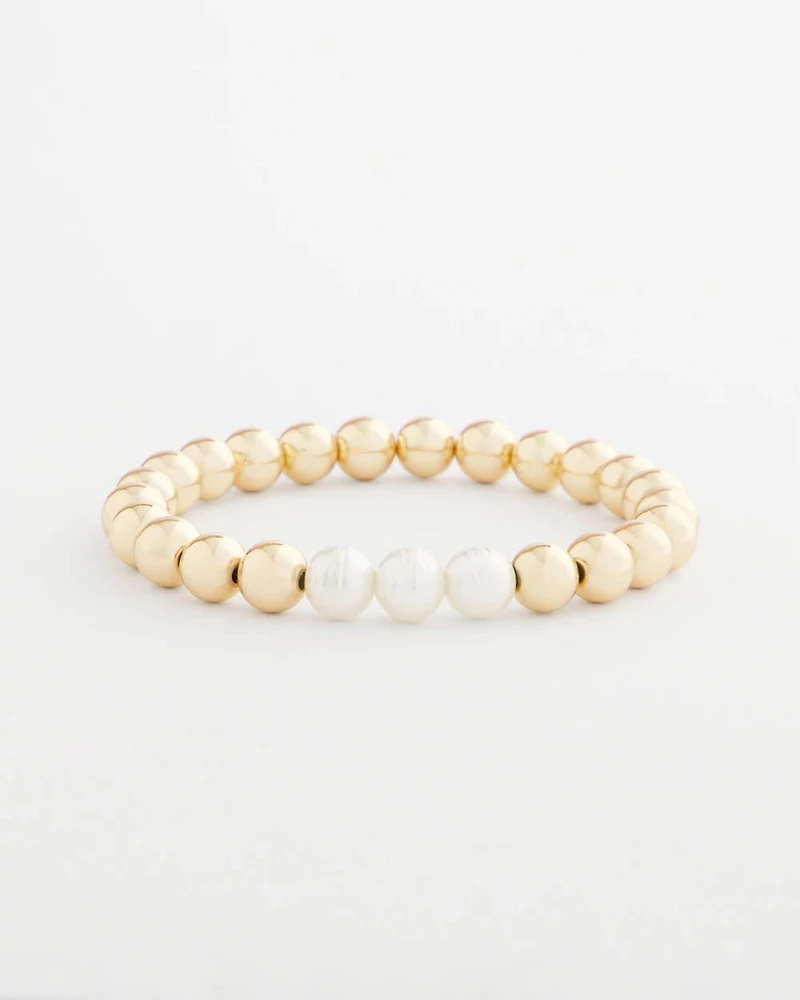 Goldtone Bead Stretch Bracelet