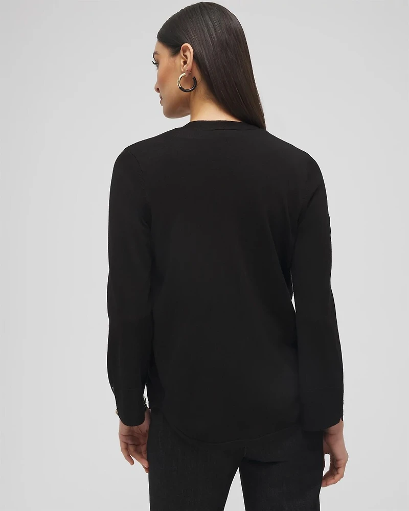 Spun Rayon Flare Sleeve Cardigan