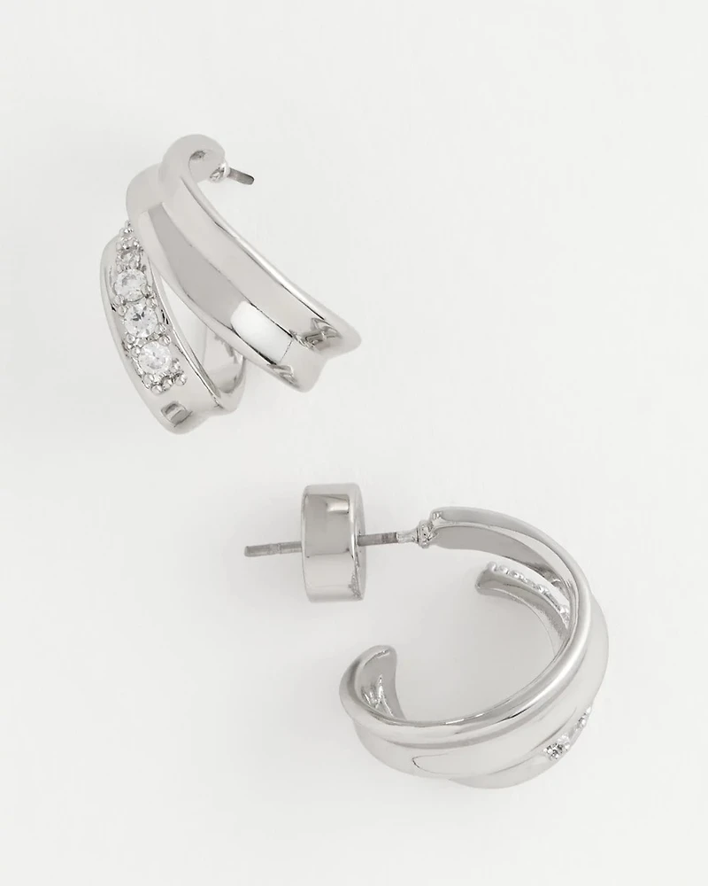 Silver Double Mini Hoop Earrings