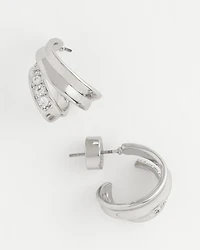 Silver Double Mini Hoop Earrings