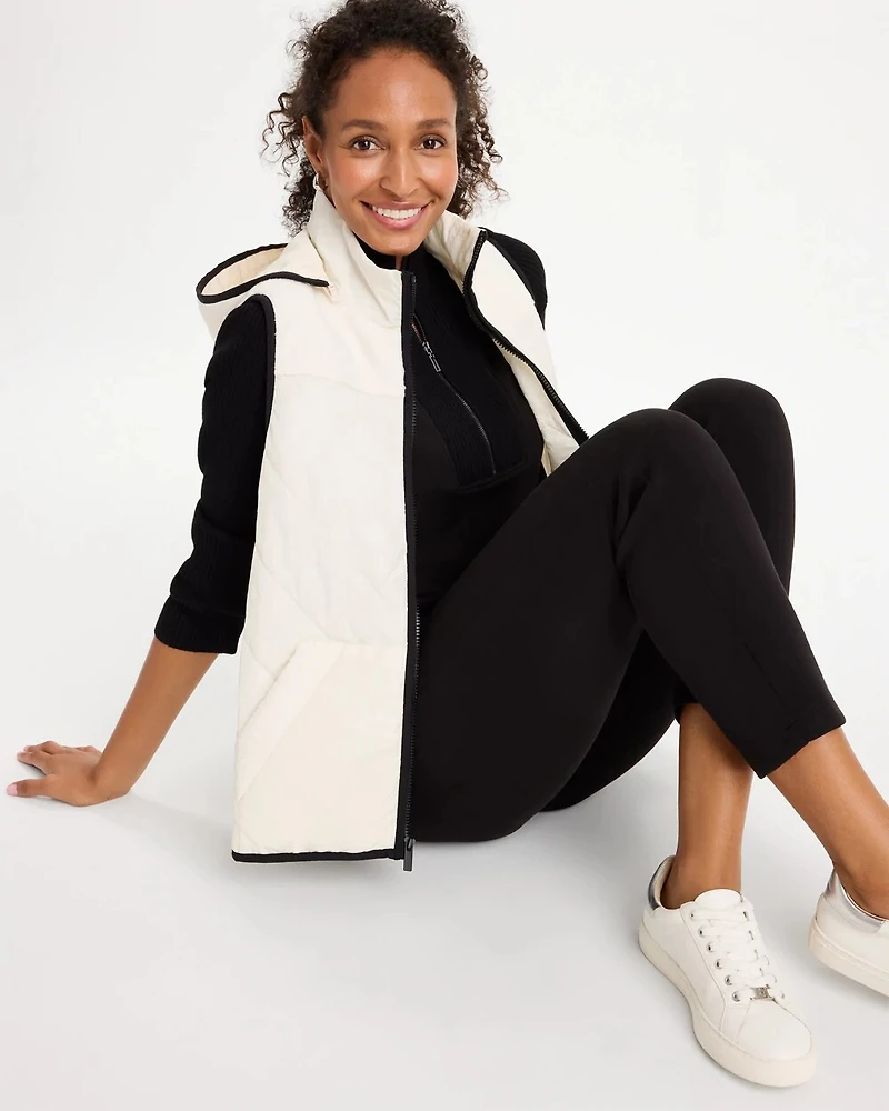 Zenergy® Quilted Fleece-Sherpa Trim Hooded Vest