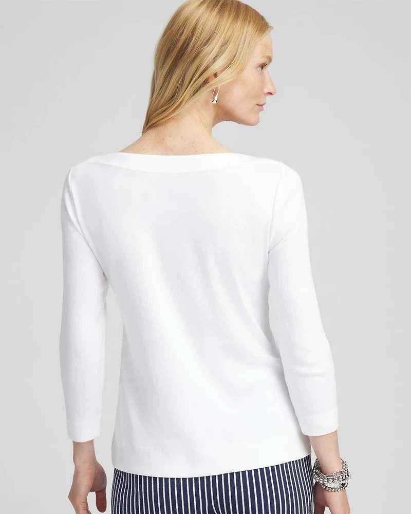3/4 Sleeve Bateau Neck Tee
