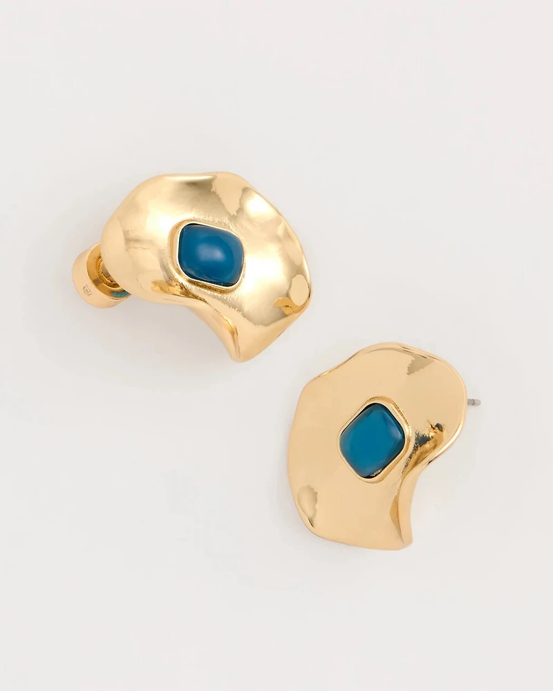 Blue Resin Cab Oversized Stud Earrings