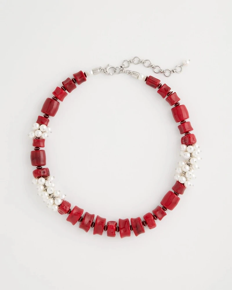 Red Resin Pearlescent Short Necklace