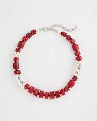 Red Resin Pearlescent Short Necklace