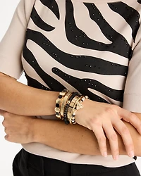 Black Goldtone Glam Stretch Bracelet