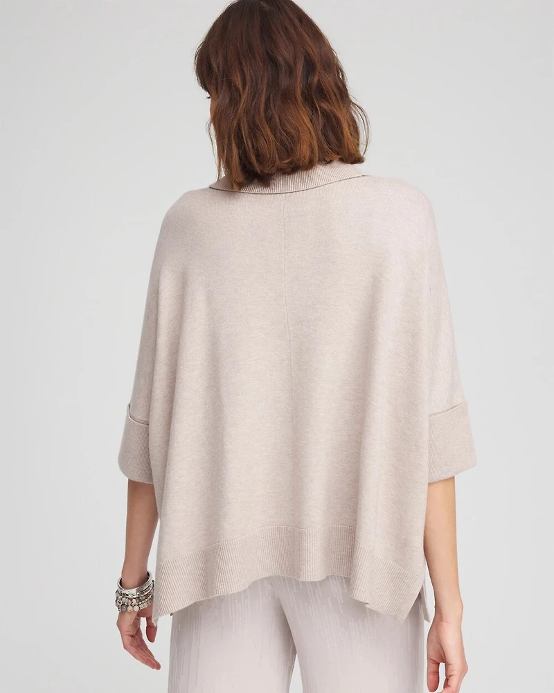 Cowl Neck Fringe Cashmere Blend Poncho