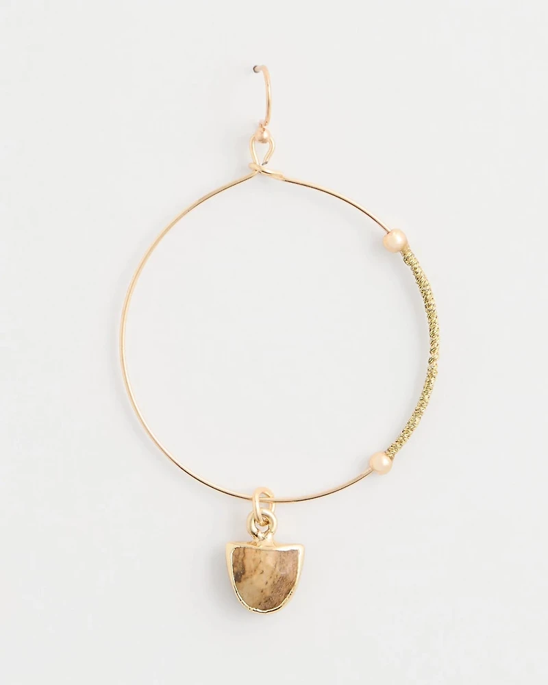 Hoop Jasper Stone Charm Earrings