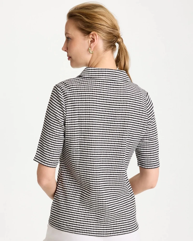 Gingham Textured Camp Tee