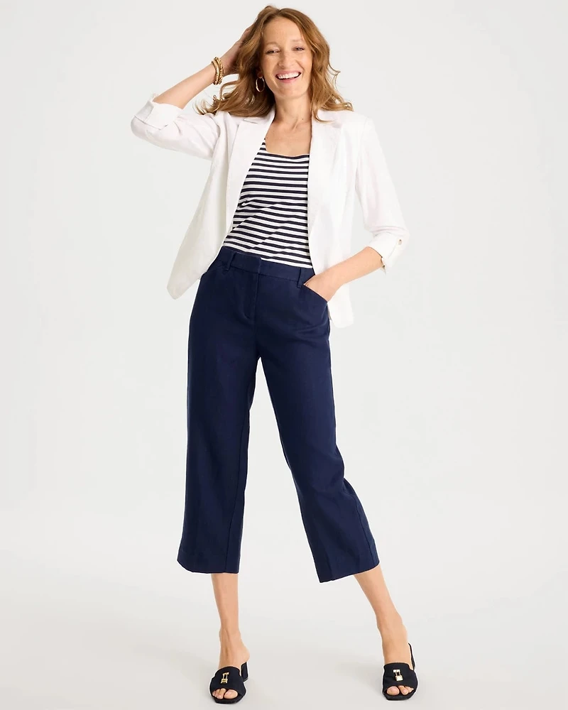 Linen Fly Front Pants