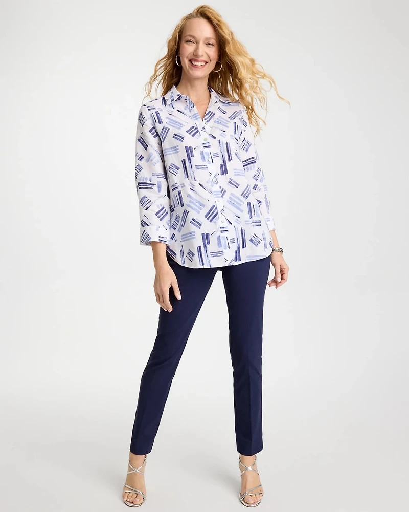 No Iron™ Printed Linen Shirt