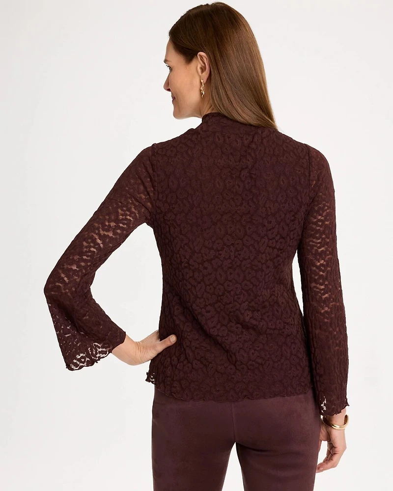 Prestige Print Lace Mockneck Top