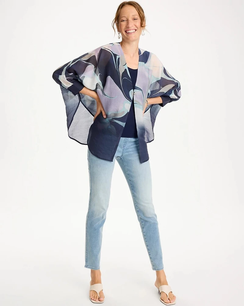 Woven Printed Cocoon Ruana