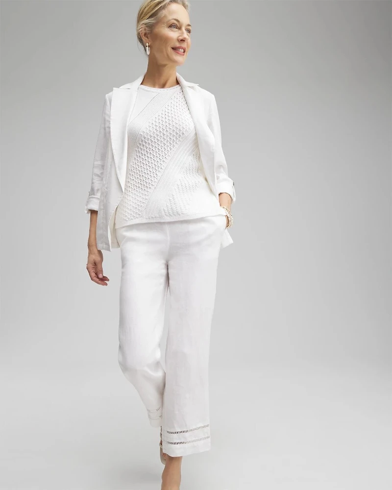 Linen Ladder Trim Cropped Pants