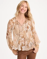 Georgette Pleated Popover Blouse