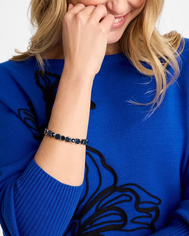 Navy Enamel Stretch Bracelet