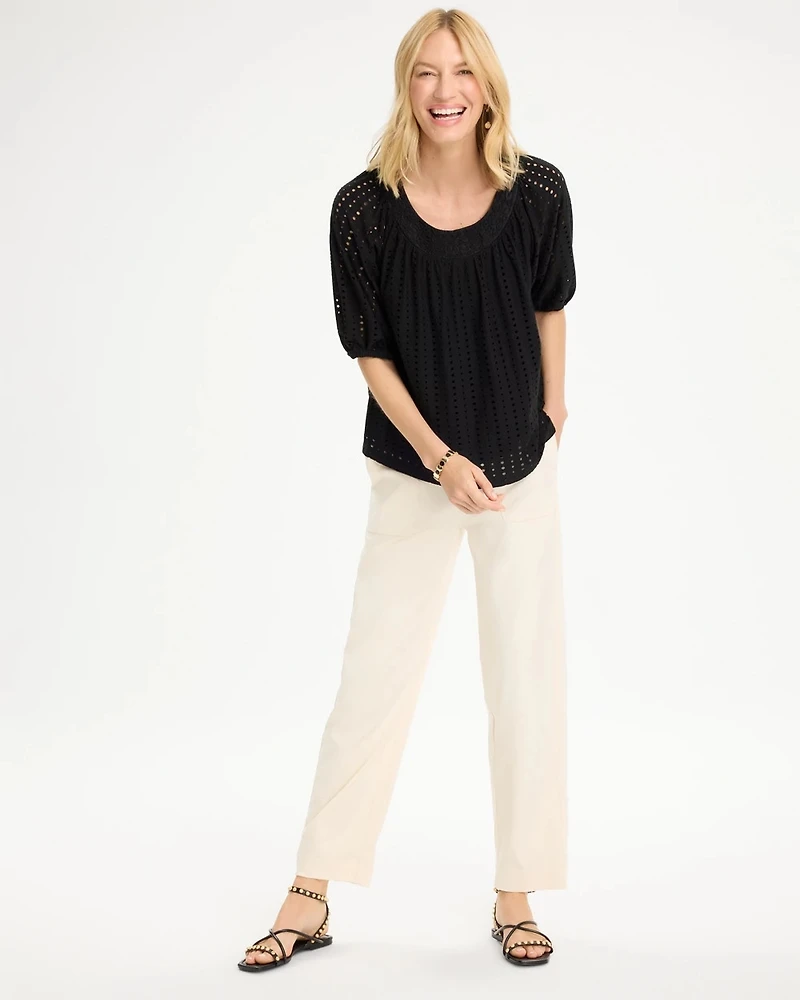 Textured Jacquard Peasant Tee