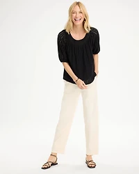 Textured Jacquard Peasant Tee