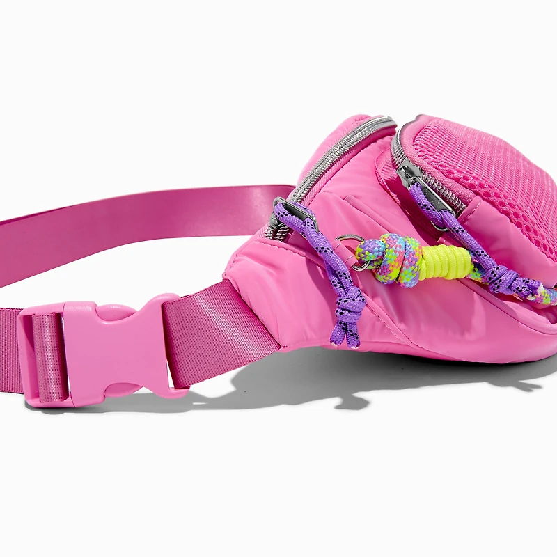 Pink Nylon Cord Belt Bag