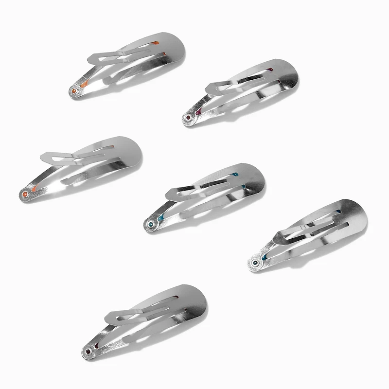 Jewel Tone Metallic Snap Hair Clips - 6 Pack