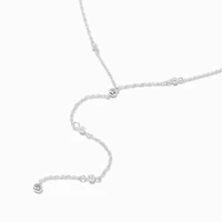 Silver-tone Cubic Zirconia Dainty Confetti Y-Neck Necklace
