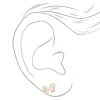 Silver-tone Unicorn Mixed Stud Earrings - 9 Pack