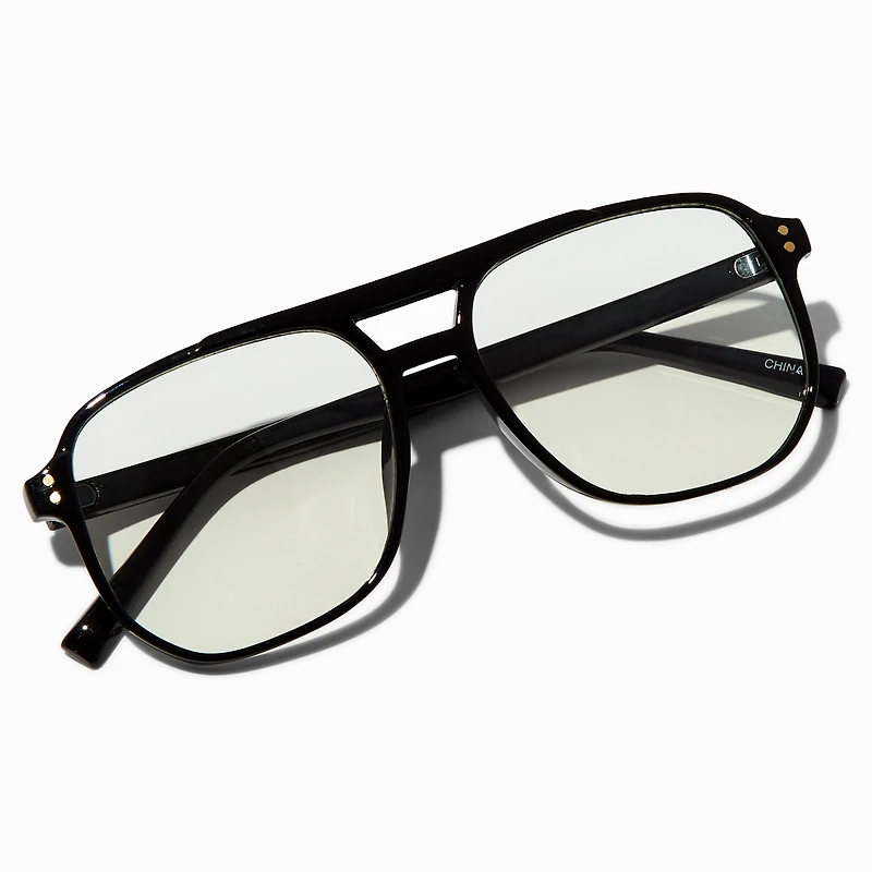 Black Aviator Clear Lens Frames