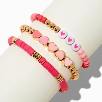Pink Ombré Heart Stretch Bracelets - 3 Pack