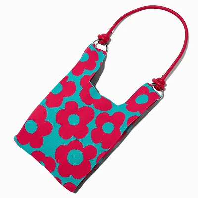Pink & Blue Retro Flower Tote Bag