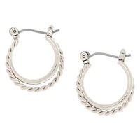 Silver-tone 15mm Braided Double Hoop Earrings