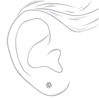C LUXE by Claire's Silver-tone Titanium Cubic Zirconia 3mm Round Stud Earrings
