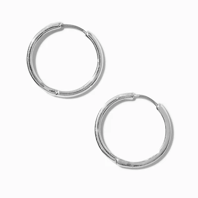 Silver-tone 25mm Flat Hoop Earrings