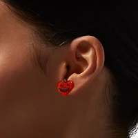 Jack-o-Lantern Heart Halloween Stud Earrings