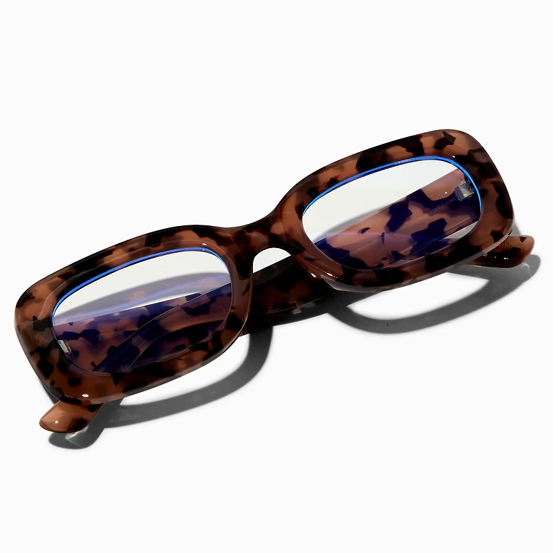 Solar Blue Light Reducing Tortoiseshell Rectangular Clear Lens Frames