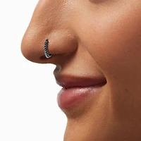 16G Silver-tone Titanium Crystals & Balls Nose Hoop