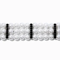 Hematite & Pearl Multi-Strand Choker Necklace