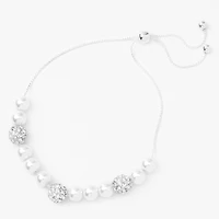 Silver Pearl Fireball Bolo Bracelet
