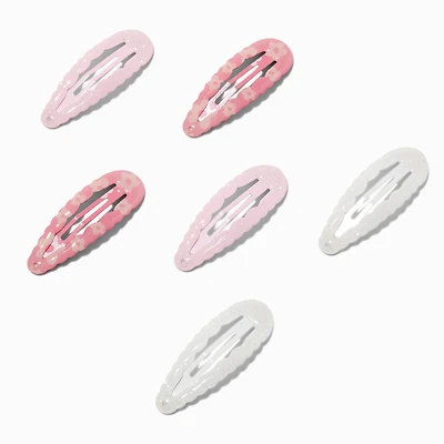 Claire's Club Pink Scalloped Snap Hair Clips - 6 Pack