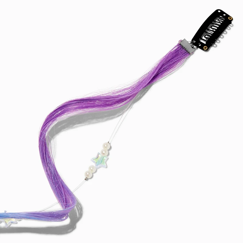 Purple & Blue Star Gemstone Faux Hair Clip In Extensions - 2 Pack