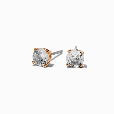Gold-tone Cubic Zirconia 5mm Round Stud Earrings
