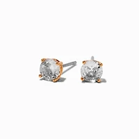 Gold-tone Cubic Zirconia 5mm Round Stud Earrings