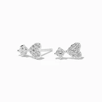 C LUXE by Claire's Sterling Silver Cubic Zirconia Pavé Heart Stud Earrings