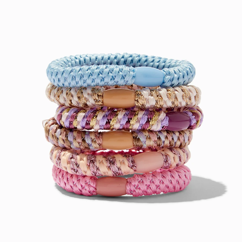 Pastel Rainbow Elastic Hair Ties - 6 Pack