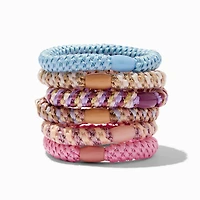 Pastel Rainbow Elastic Hair Ties - 6 Pack