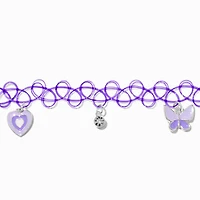 Purple Charm Tattoo Choker Necklace