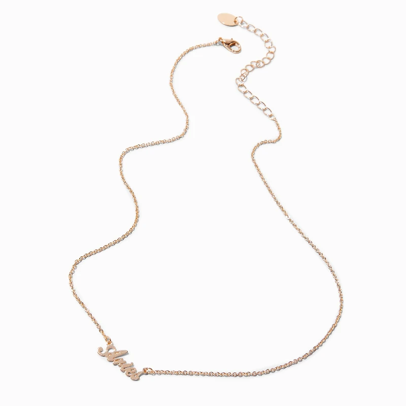 Gold-tone Script Zodiac Pendant Necklace - Aries