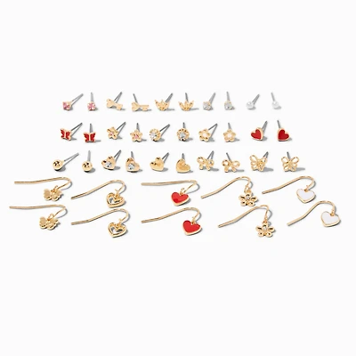 Hearts, Butterflies, & Flowers Mixed Earring Set - 20 Pack