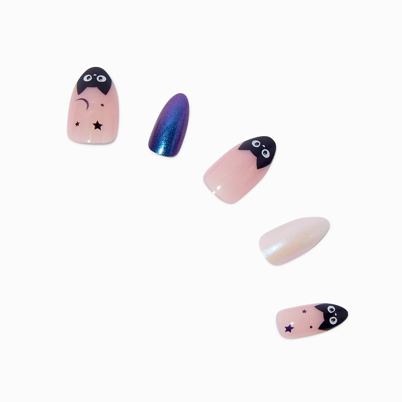 Celestial Black Cat Stiletto Press On Faux Nail Set - 24 Pack