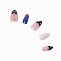 Celestial Black Cat Stiletto Press On Faux Nail Set - 24 Pack